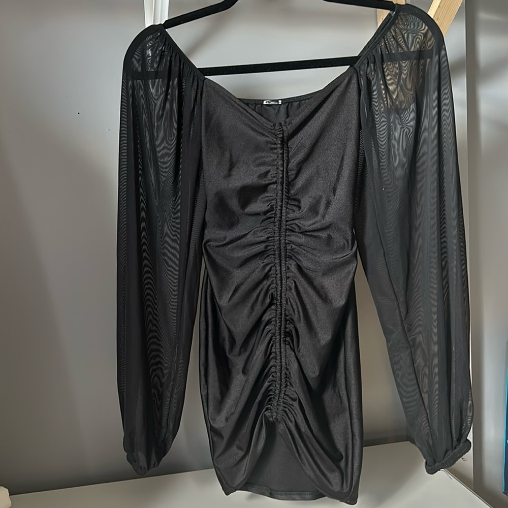 BLACK MINI WINDSOR DRESS